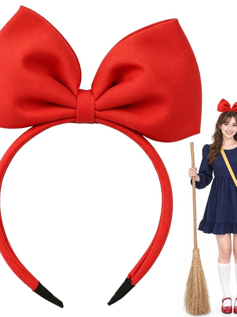 Big Red Bow Headband for Women, Large Hair Bow for Costume
